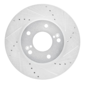 Hyundai XG350 Brake Rotor (1) - Front Right - R1 Concepts - Drilled & Slotted - Silver - `01-`03